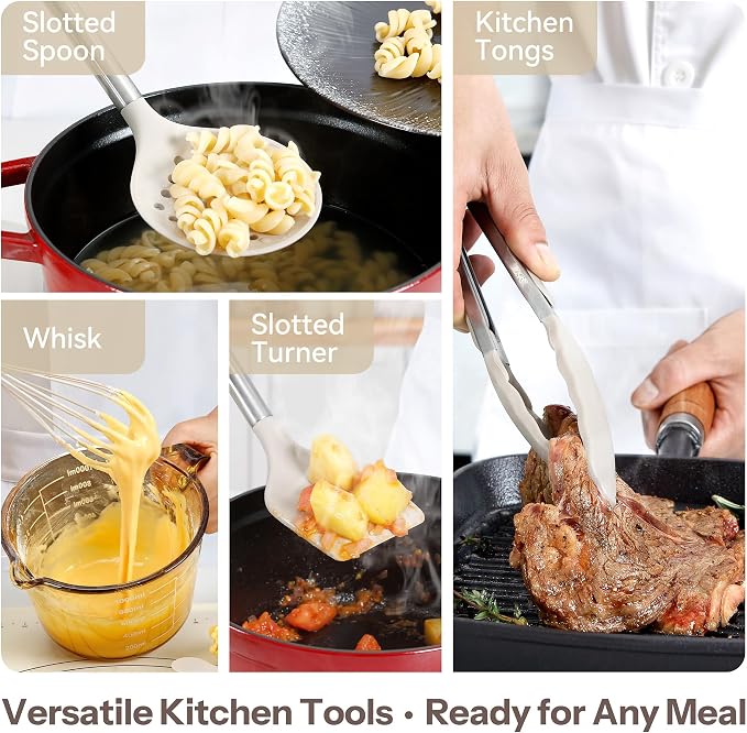 NCUE Silicone Cooking Utensils Set, Food Grade Silicone and Stainless Steel - Image 5