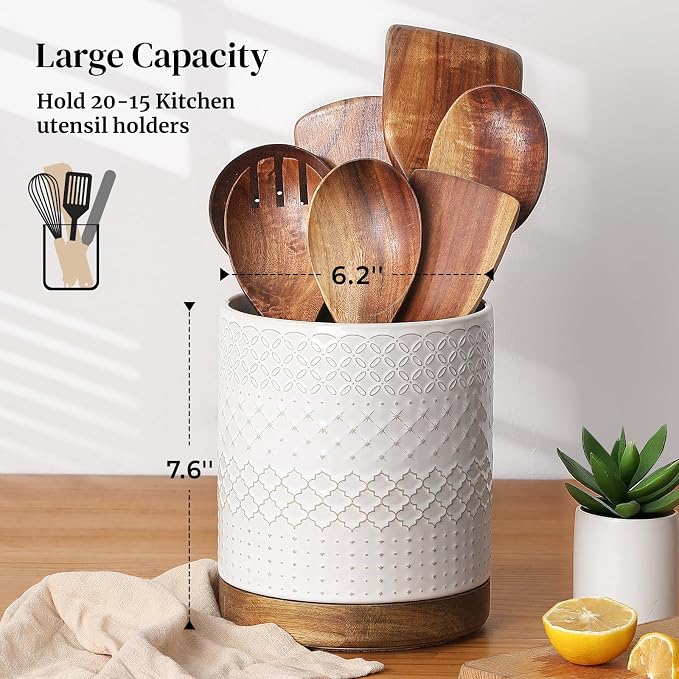 DOWAN 360° Rotating Extra Large Cooking Utensil Holder, 7.6" Kitchen Utensil - Image 6