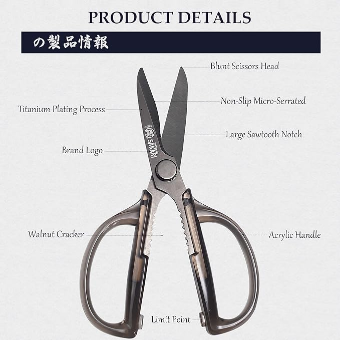 MITSUMOTO SAKARI Japanese Kitchen Scissors, Heavy Duty Detachable Stainless - Image 5