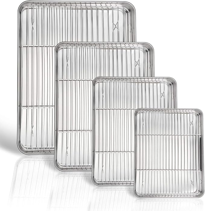 P&P CHEF 16 + 12.5 + 10.4 + 9 Inch Baking Sheet and Rack Set, Oven & Dishwasher by PPCHEF