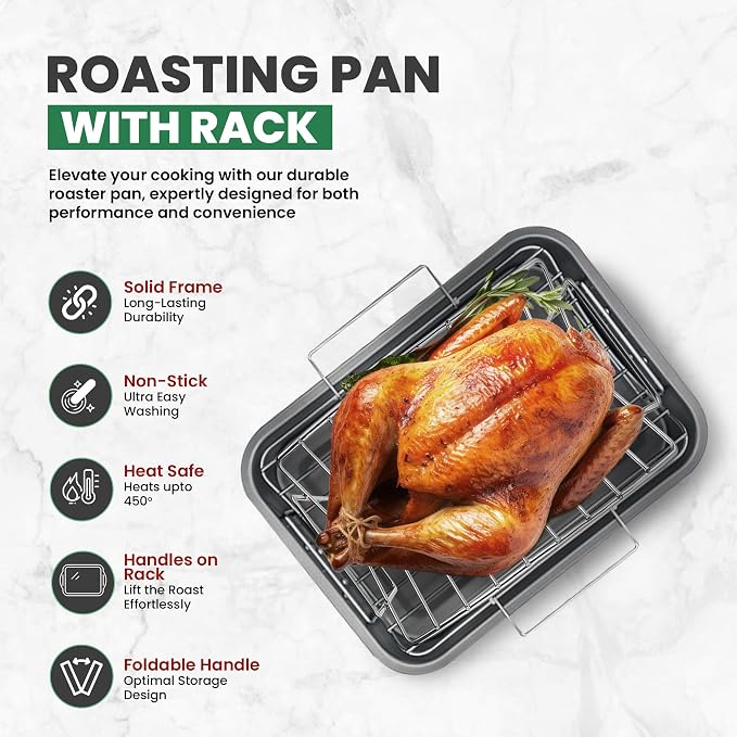 Large Roasting Pan With Rack 12” x 16” - Image 2