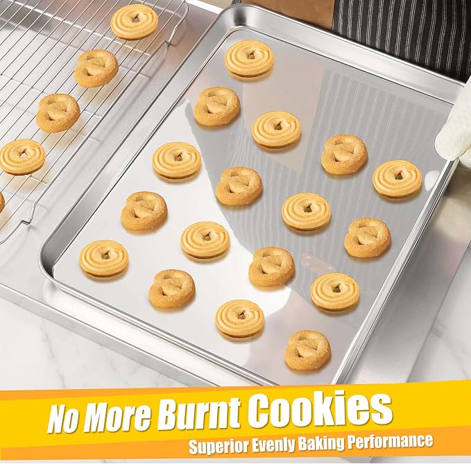 Homikit 2 Pack Baking Sheet, 18” x 13” Stainless Steel Large Cookie Pan Set - Image 6