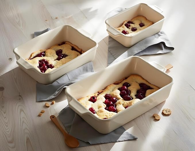 Kook Ceramic Bakeware Set, Rectangular Baking Dishes, - Image 4