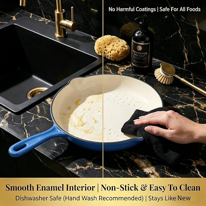 QuliMetal Enameled Cast Iron Cookware Set, 4-Piece Pots and Pans Set - Image 8