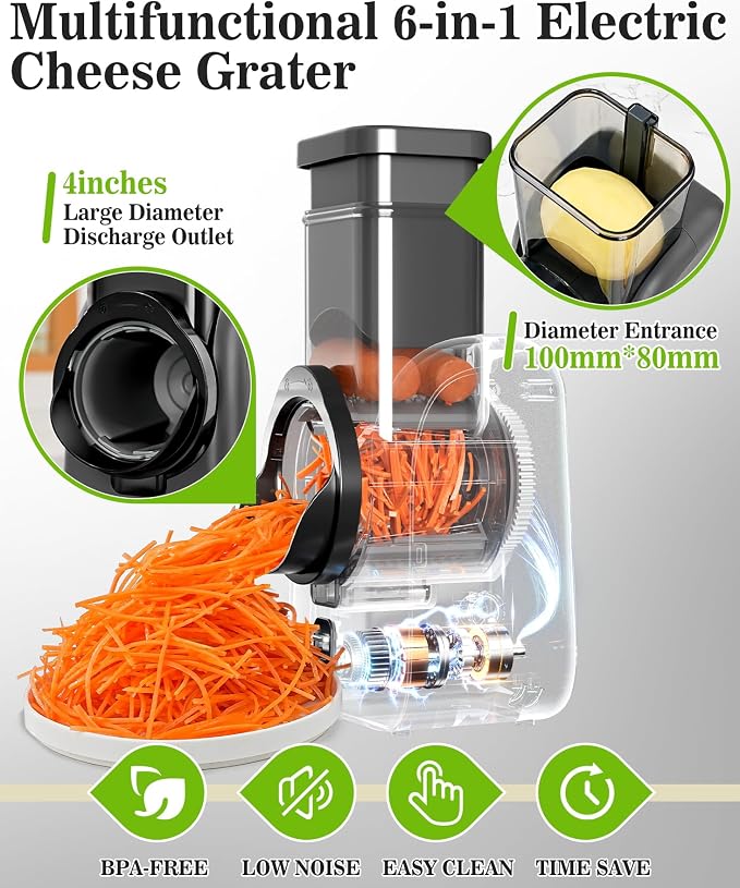 Electric Cheese Grater Rotary Slicer-One-Touch Control Vegetable Slicer - Image 4