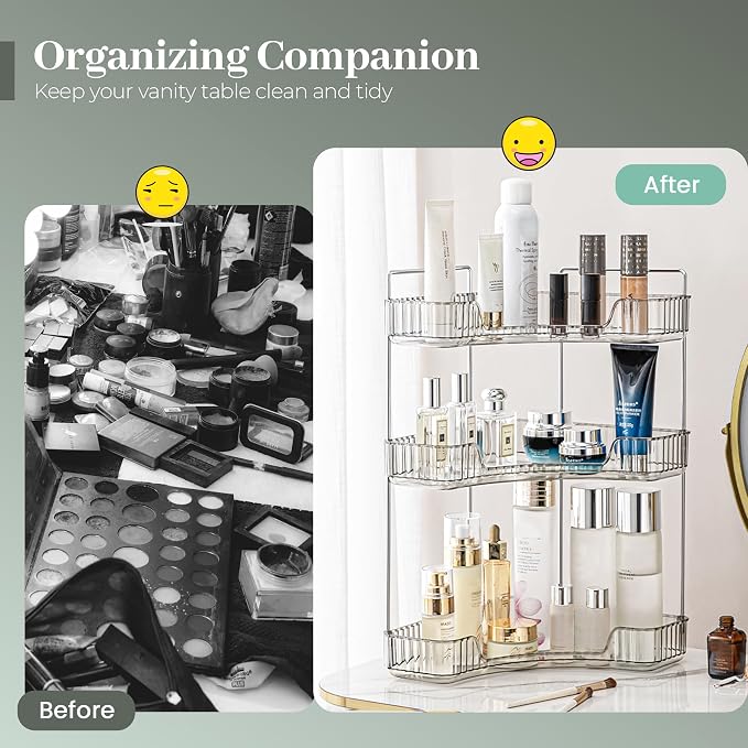 Aveniee Corner Bathroom Counter Organizer, Bathroom Countertop Shelf Makeup - Image 4