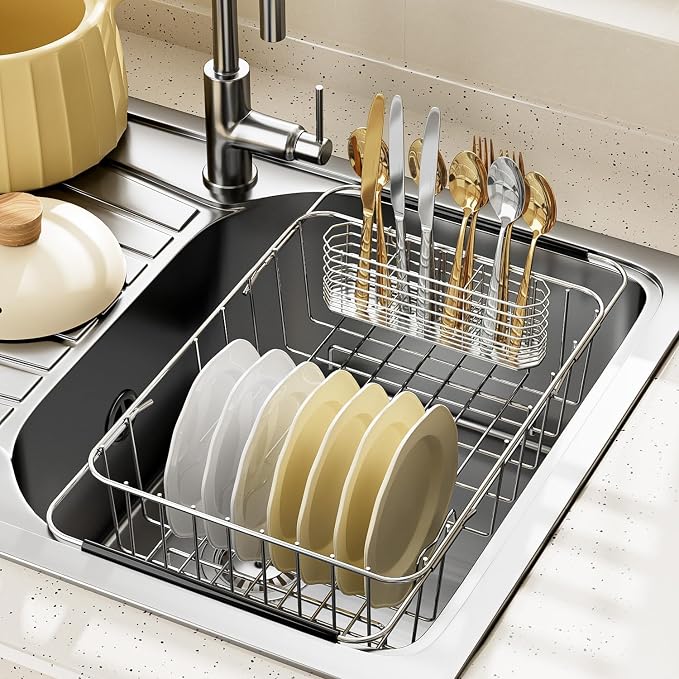 JAQ Utensil Holder for Sink, Sus304 Stainless Steel Rust Free Silverware - Image 6