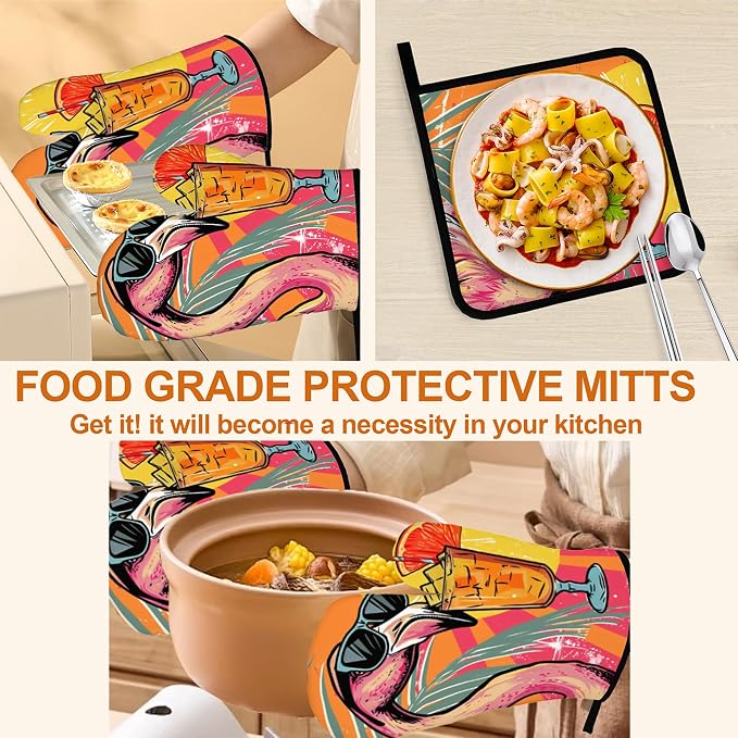 Cool Flamingo Oven Mitts and Heat Resistant Pads - Image 5