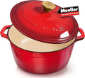 MUELLER HOME 4.5 QT Enameled Cast Iron Dutch Oven, Heavy-Duty Casserole Dish by MUELLERHOME