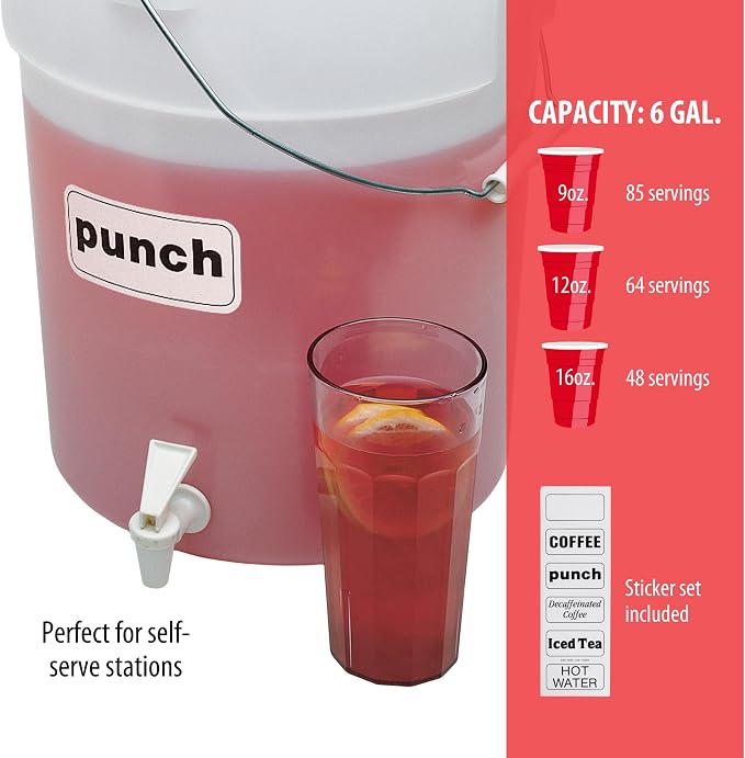 Cambro DSPR6148 SIX-GALLON BEVERAGE DISPENSER, 22 Quart Case of 1 - Image 4