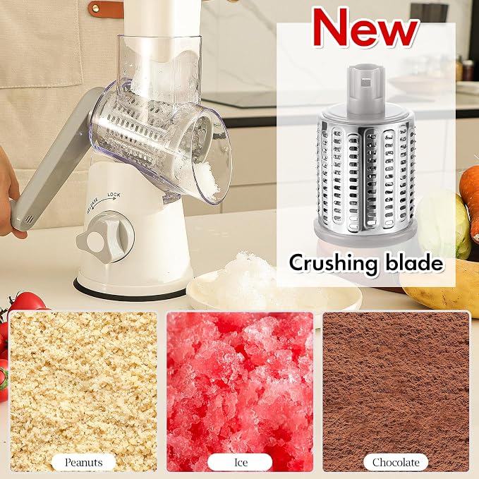 Ourokhome Rotary Cheese Grater Hand Crank, Kitchen Shredder Speed Mandolin - Image 3
