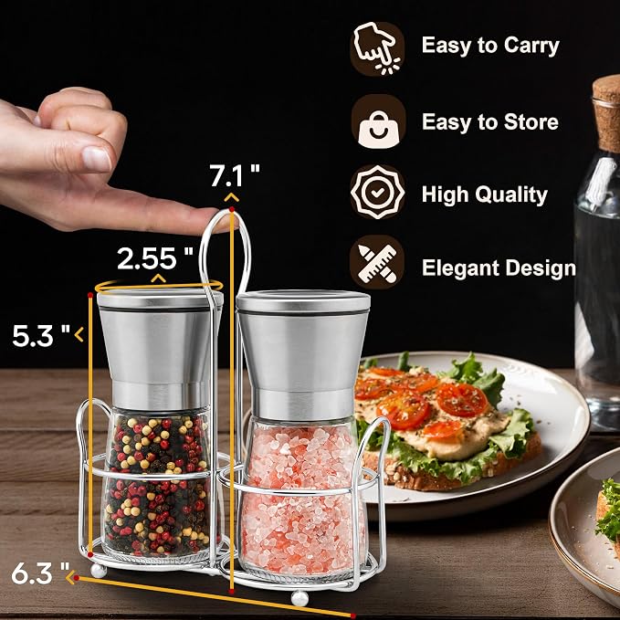 Stainless Steel Salt and Pepper Grinder Set - Image 4