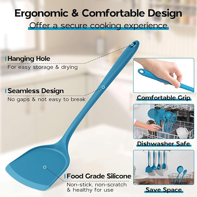 Onader Silicone Cooking Kitchen Utensils Set of 6, Non Toxic & Dishwasher Safe - Image 5