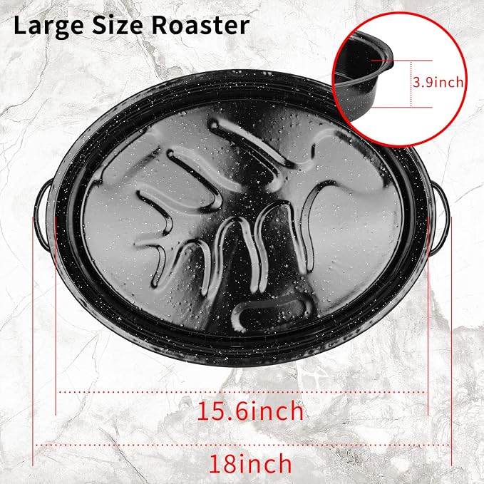 JY COOKMENT Granite Roaster Pan, Vegetable. Dishwasher Safe Cookware Fit - Image 5