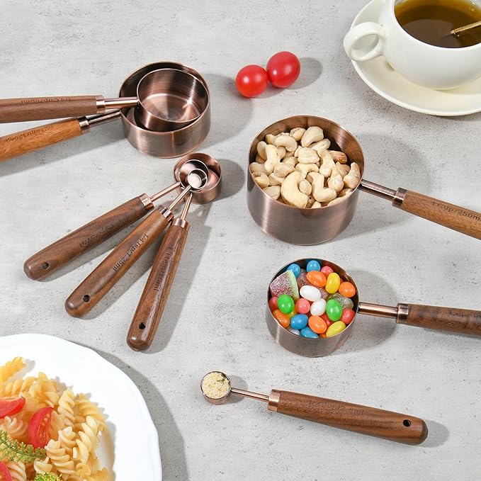 Copper Measuring Cups & Spoons Set 8, Stainless Steel Measuring Cups and Spoons - Image 7