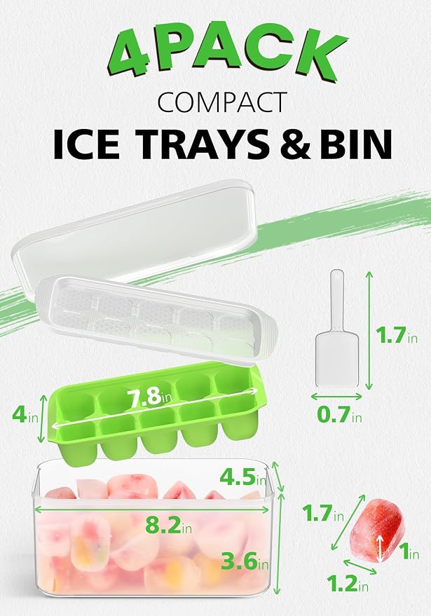 DOQAUS Ice Cube Tray with Lid and Bin - Image 3