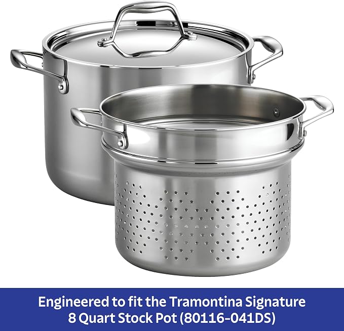 Tramontina Signature Stainless Steel Pasta Strainer Insert - Image 4