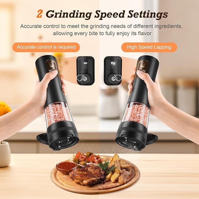 Electric Salt and Pepper Grinder Set, Automatic Refillable Salt and Pepper - Image 4