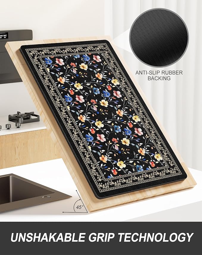 Rnivvi Dish Drying Mat for Kitchen Counter, XL 15 x 24" Cute Flower Theme Super - Image 5