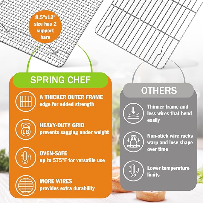 Spring Chef 8.5 x 12 Inch Stainless Steel Cooling Rack - Image 4