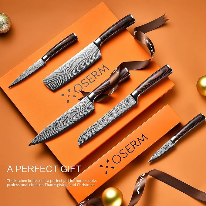 Knife Set | Gift-Ready 6-Piece Japanese Style Kitchen Knife Set — Burgundy Gift - Image 2