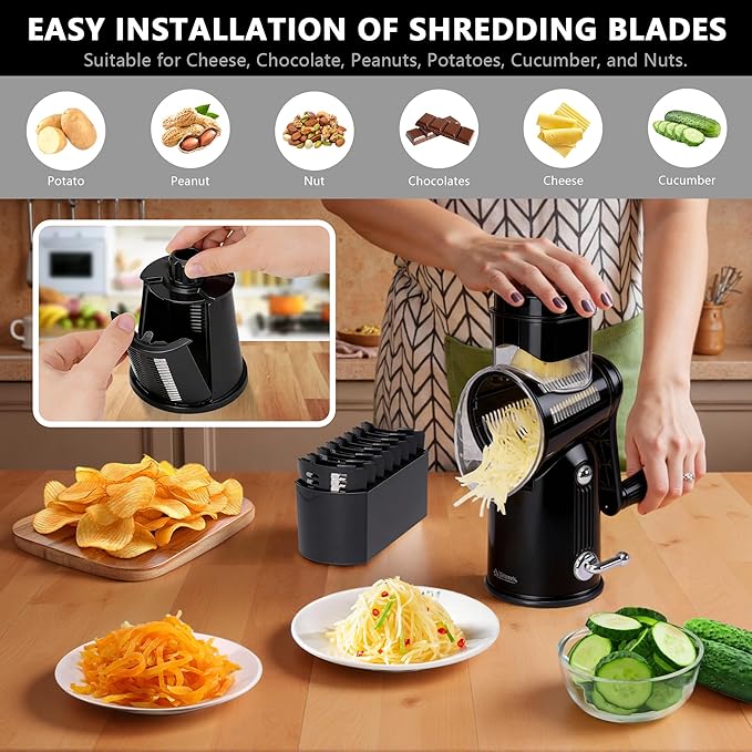 5-in-1 Rotary Cheese Grater Vegetable Slicer - Image 6