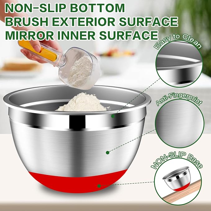 DUTZUN Mixing Bowls with Lids Set - Image 6