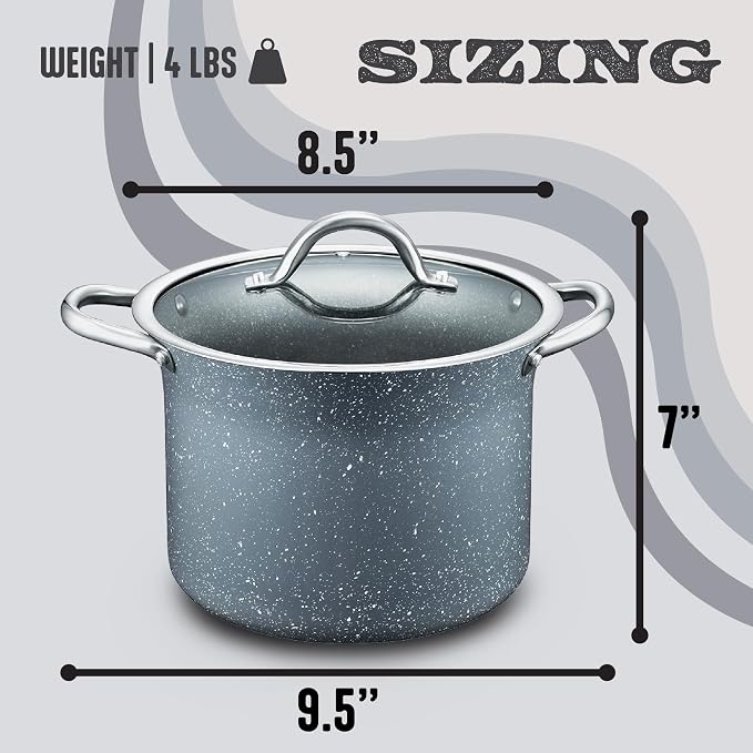 Concord Granite Nonstick 7 Quart Stock Pot Cookware Set - Image 2