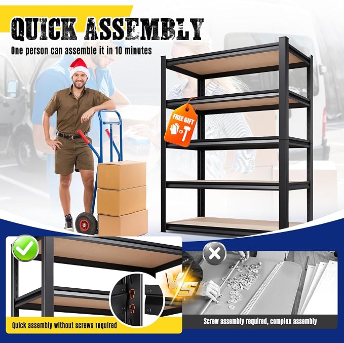 71"H-35"W-15.7"D Garage Shelving-2050LBS 5 Tier Storage Shelves, Adjustable - Image 5