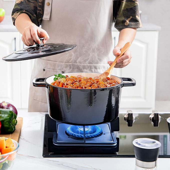 Velaze 6 QT Enameled Cast Iron Dutch Oven, Dual Handles Dutch Oven Pot - Image 8