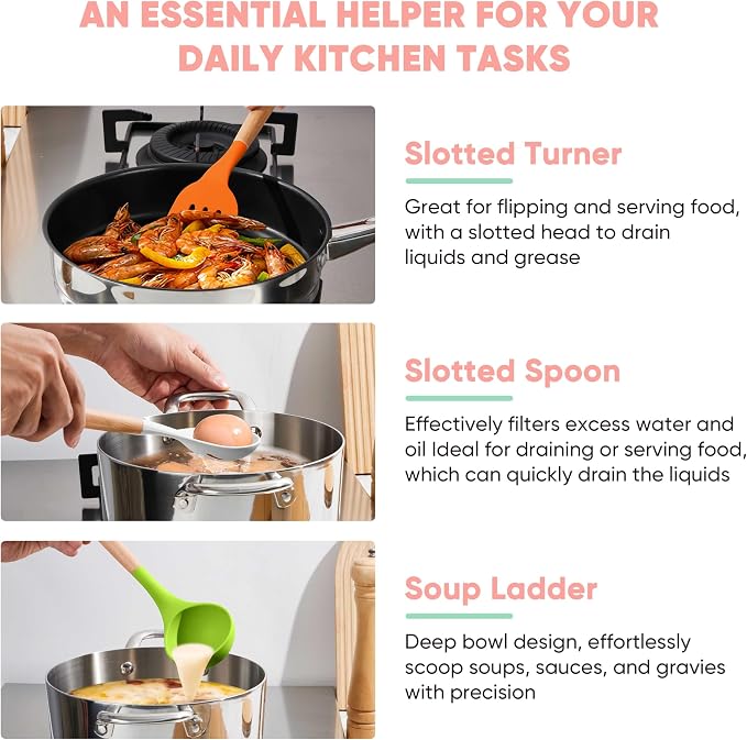 Herogo 5-Piece Cooking Utensils Set, Silicone Kitchen Utensils Set - Image 4