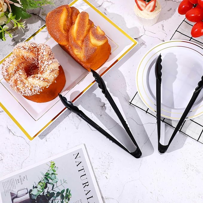 Mwellewm 12 Pc Serving Tongs 9 Inch Bulk Reusable or Disposable Plastic Tongs - Image 8