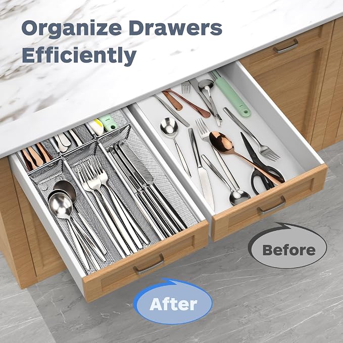 Smgmg Silverware Drawer Organizer, Cutlery Drawer Organizer, 6 Pack Utensil - Image 4