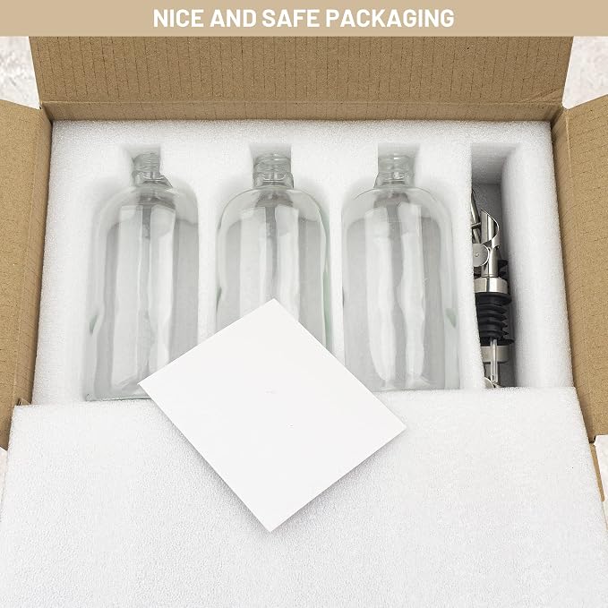 3PCS Oil Dispensers with Labels 16.23oz Kitchen Cooking Glass Bottles - Image 7