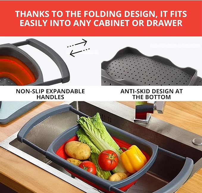 Set of 3 Red Food Strainer for Kitchen - Image 6