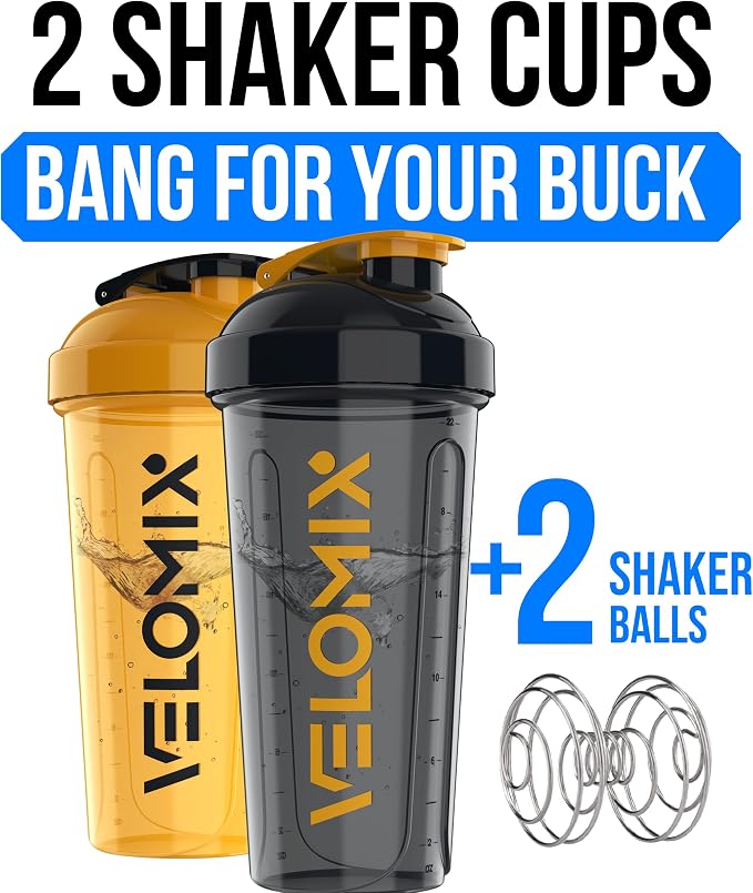 VELOMIX -2 Pack- 28 oz Protein Shaker Bottles - Image 2