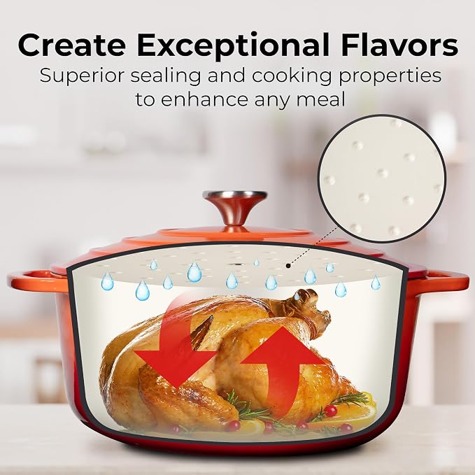 Zulay Kitchen 5 Quart Enameled Cast Iron Dutch Oven Pot - Image 4