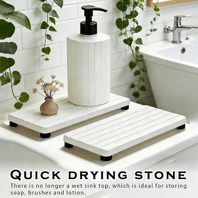2PCS Stone Drying Tray, Water Absorbing Stone Tray - Image 4