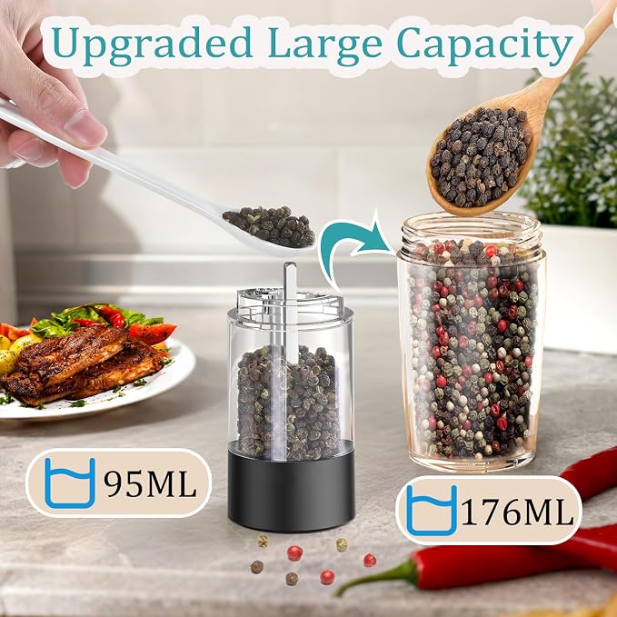 Gravity Electric Salt and Pepper Grinder Set, Automatic Salt Pepper Mill Grinder - Image 6