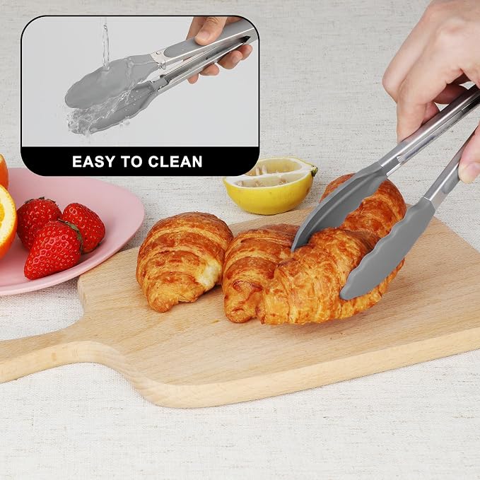 Hotec 7-Inch Mini Silicone Kitchen Tongs, Heat Resistant Non-Stick Small - Image 6