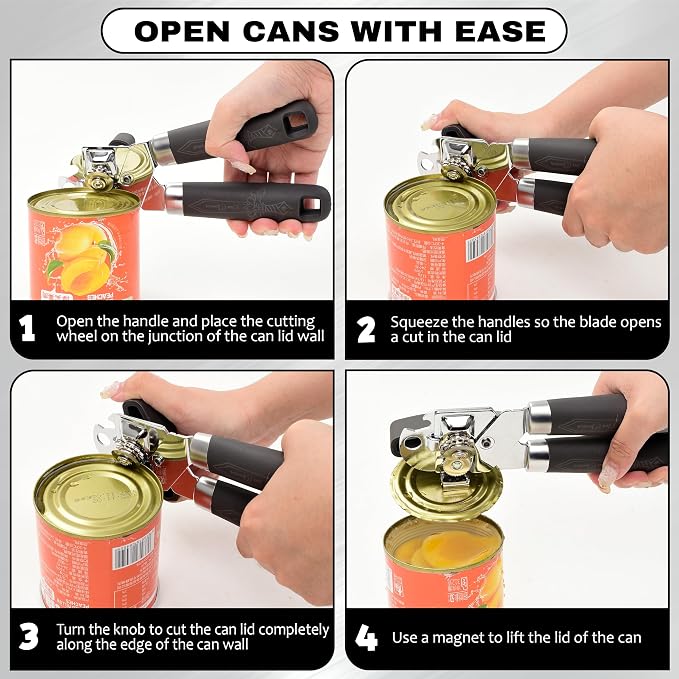 Manual Can Opener with Magnet – Heavy Duty Hand Can & Bottle Opener, Stainless - Image 5