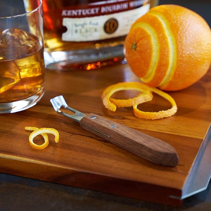 Viski Channel Knife, Citrus Zester and Orange Peeler Tool, Walnut Wood and - Image 9