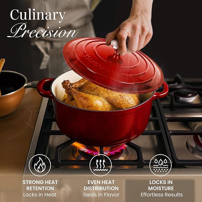 Cast Iron Pot with Lid – Non-Stick Ovenproof Enamelled Casserole Pot, Oven Safe - Image 6