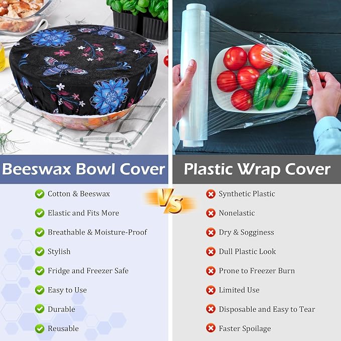 5-Size Reusable Beeswax Bowl Covers - Image 7