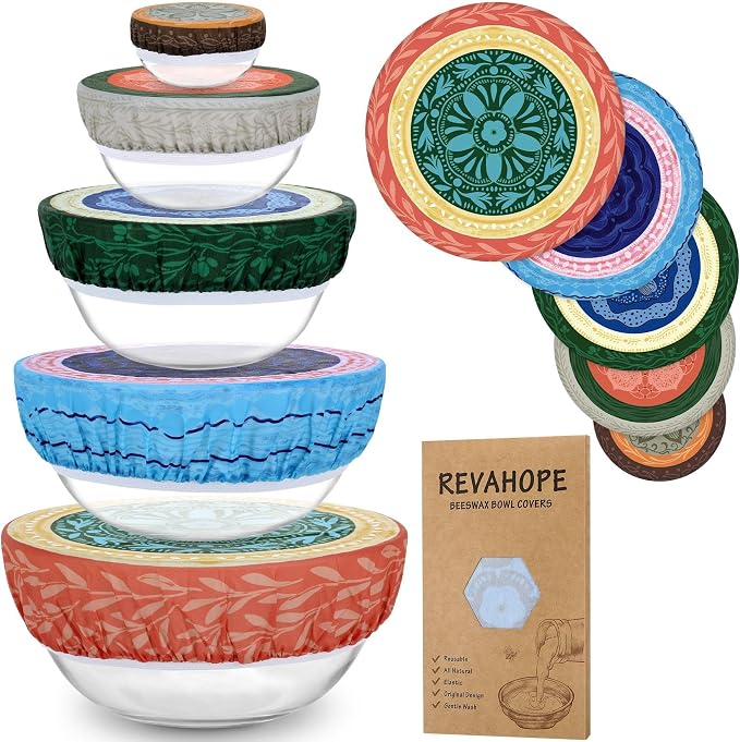 5-Size Reusable Beeswax Bowl Covers by Revahope