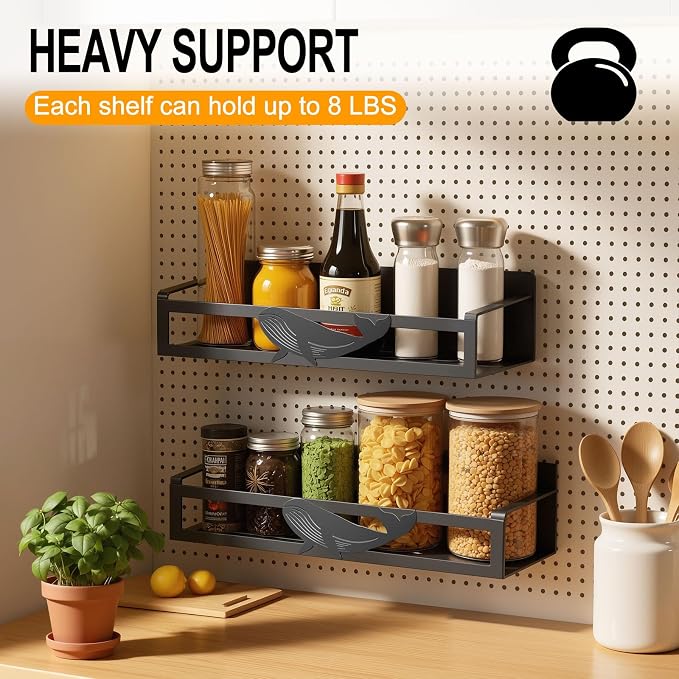 Magnetic Spice Rack for Refrigerator, 2 Pack Metal Magnetic Shelf Organizer for - Image 4