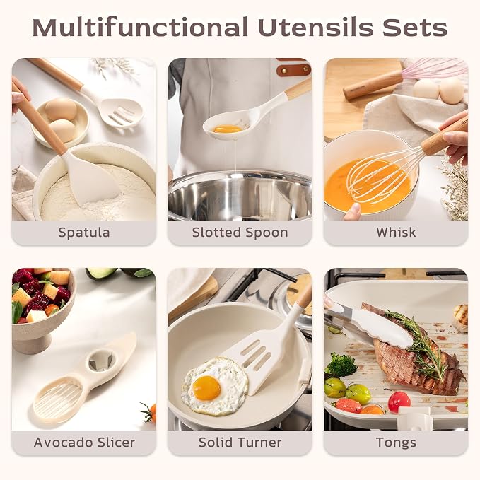 Astercook Kitchen Utensils set, 446°F Heat Resistant Food Grade Utensil Sets - Image 6