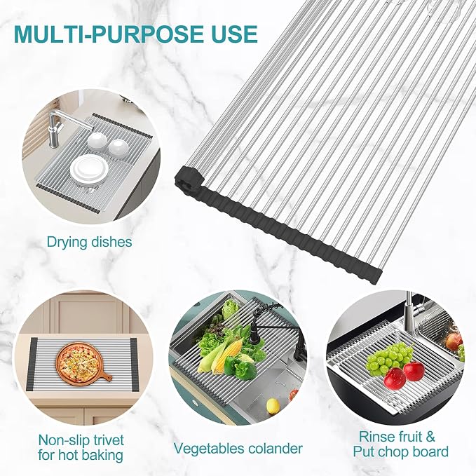 BBXTYLY Extra Large Expandable Roll Up Dish Drying Rack, Over The Sink Drying - Image 5