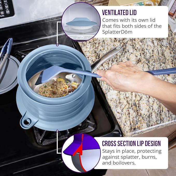 L.I.Q Silicone Splatter Guard – Fits 8 and 10 Inch Pots – Microwave Safe and - Image 5
