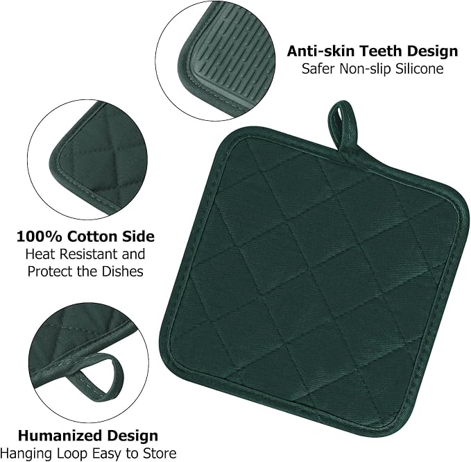 Oven Mitts and Pot Holders Set, Heat Resistant Silicone Kitchen Mini Oven - Image 4